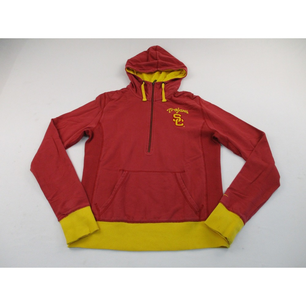 Nike USC Trojans Women L Red Quarter Zip Hoodie Embroidered Logo Sweatshirt